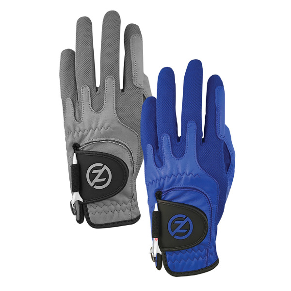 Zero Friction Men's Cabretta Elite Golf Glove, Grey & Blue GL72002